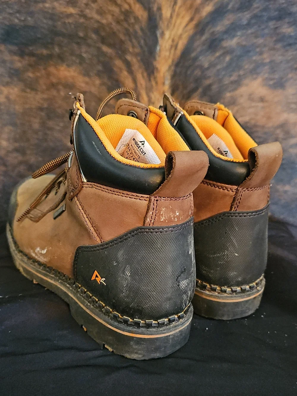 Men's Brown Work Boots with Black Toe Cap